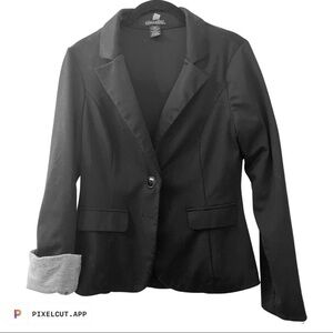 Stooshy lghtweight fitted black L blazer grey sweatshirt material inside sleeves